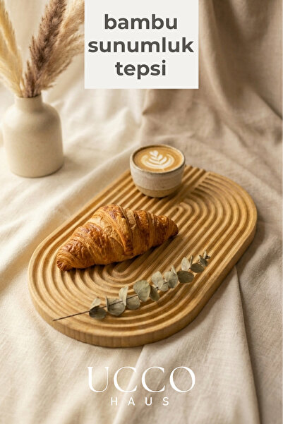 UCCO Natural Bamboo Presentation Tray - 33X20X1,3Cm – Coffee, Dessert, Cheese...