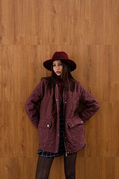 HOPE AND ME Kapitone Kadife Yaka Astarlı Bordo Mont