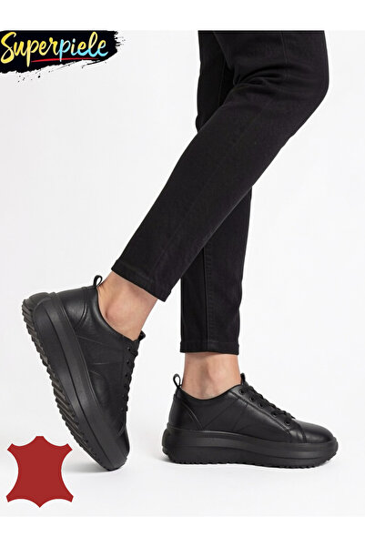 ANGEL BLUE Women's casual shoes, natural leather, with lace-up closure, thick...