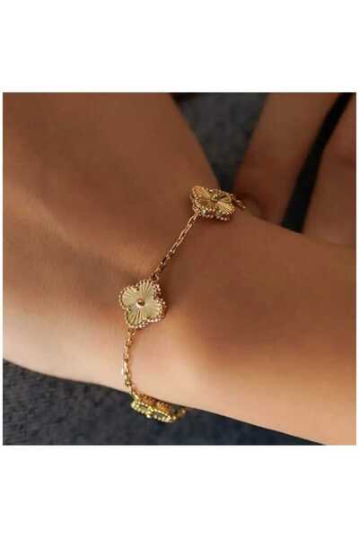 vogutima Steel Bracelet for Women and Men - 4-Leaf Laser Cut Clover • Model i...