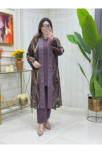 Modam Bella Large Size Stone Printed Three-Piece Set