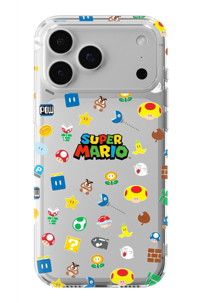 Space Star iPhone 17 Pro Uyumlu Super Mario Tasarım Baskılı Şeffaf Kılıf