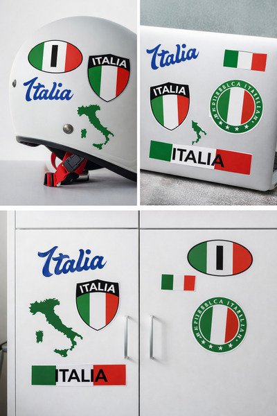 Limitless Design İtalya sticker 20x25 cm – İtalyan Bayrağı, Harita ve Amblem ...