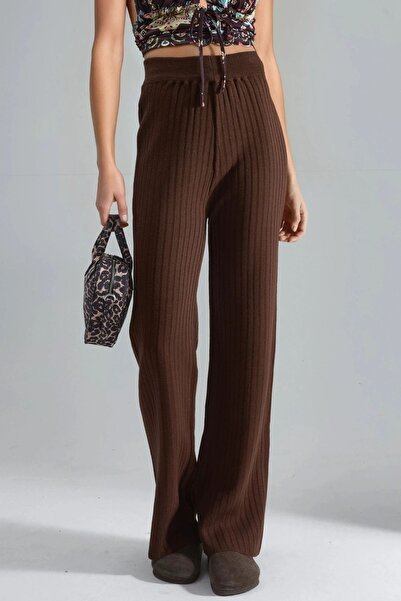 Hiccup My Fashion Textured Ribbed Wide-Leg Knit Pants