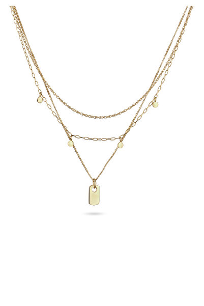 ELLI Náhrdelník Layerkette Plättchen 925 Sterling Silver vergoldet