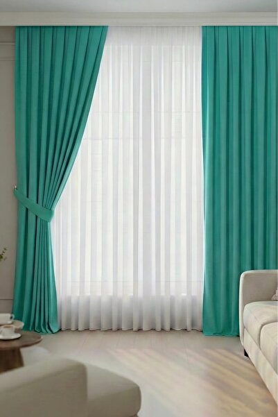 Erdoğanlar Koza Perde Pendik Kadife Ada Fonluk Turkuaz Tek Kanat Standart Pil...