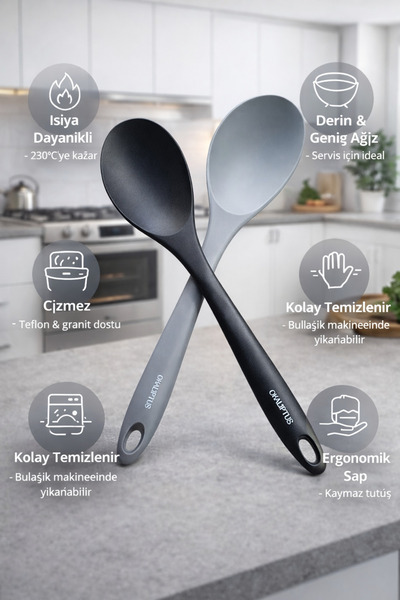 Single ( 2 Adet ) 30 Cm Jumbo Boy Silikon Yemek Kaşığı