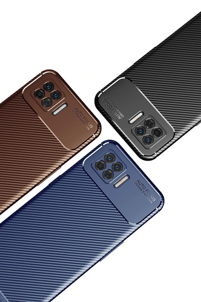 POYRAZ MARKET نيوفايس حافظة اوبو A73 كفر كربون بتركيز تلقائي - أسود