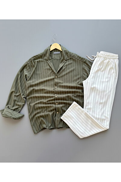 viperkombin Muška Prugasto košulja i pantalone set Krep tkanina standardna