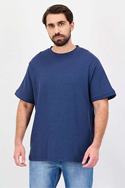 BENCH Men Crew Neck Short Sleeve Brand Logo T-Shirt, Navy