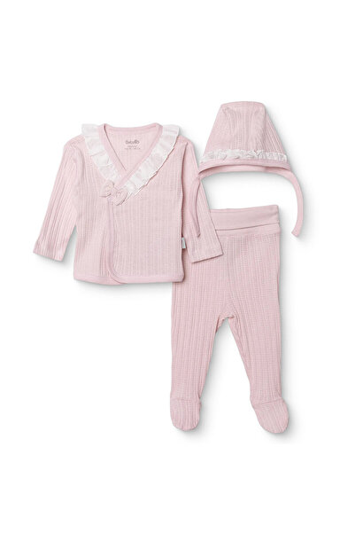 Bebetto Kız Bebek Zıbın-Şapka-Patikli Alt Çıtçıtlı Sweet Princess Fırfırlı Ya...