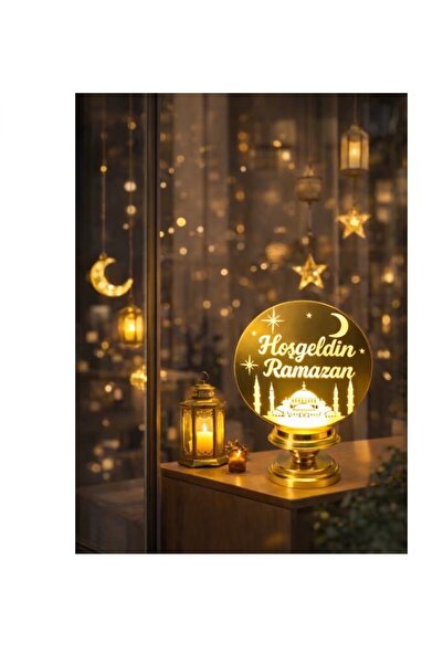 nesshomeeart Cami Silüetli Işıklı Ramazan Dekor Ramazan Ayı Dekor