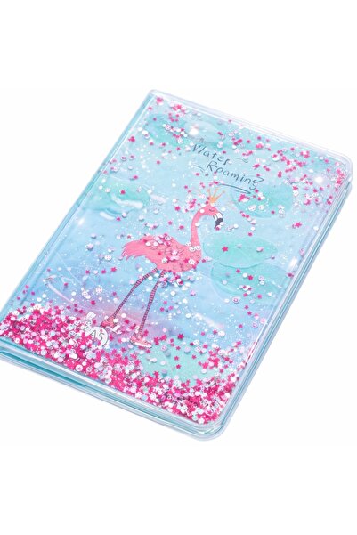 LunaDefano A5 Çizgili Defter Flamingo Desenli | Su Dolgulu PVC Kapak, Sert Ka...