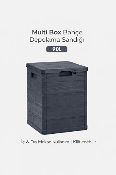 homenter Multi Box Bahçe Depolama Sandığı 90 L | Kilitlenebilir | İç & Dış Mekân