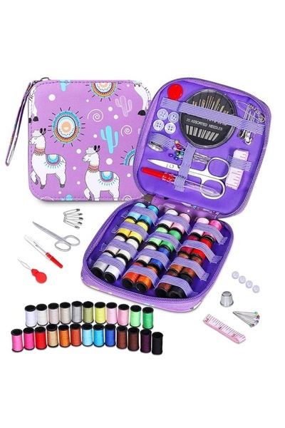 LunaDefano Mini Dikiş Seti Alpaka Desenli | İğne İplik Seti, Taşınabilir Acil...