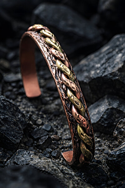 NBS Beautiful Naturel Stones Men's Pure Copper Bracelet with Adjustable Brass...