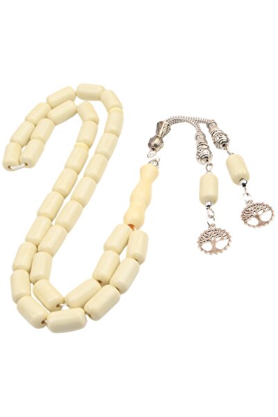 NAMAT 33 beads stainless steel tassel acrylic prayerbead rosary,Cream