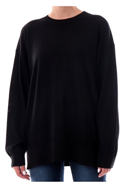 Armani Exchange Women's Regular Fit 100% Wool Round Collar Long Sleeve Black ...