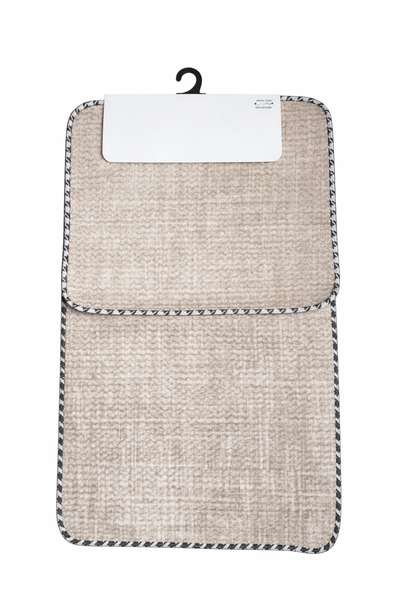 Generic Bej Kaymaz Tabanlı İkili Banyo Paspası Seti 60x60 + 60x100