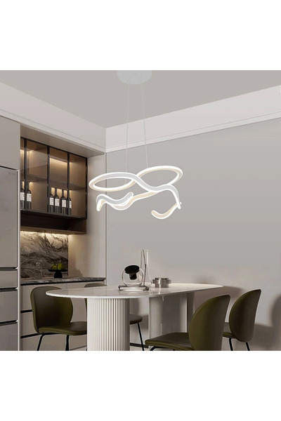 HAMER Modern white pendant chandelier with 3 color-changing lights (cream + y...