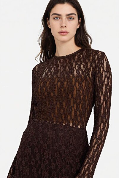 DeFacto Fitted Crew Neck Lace Long Sleeve T-Shirt G8520Ax26Sp