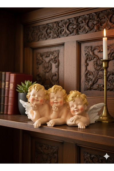 İki Cadı Tasarım Üç Melek Masaüstü Dekoratif Polyester Obje