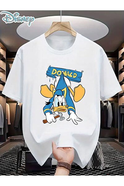 Flow touch تي شيرت مطبوع كبير الحجم للجنسين باللون الأبيض