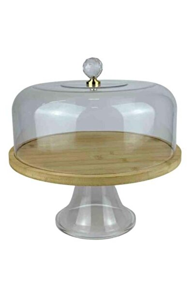 Generic Glass Cake Stand with Elevated Base and Transparent Lid with Crystal ...