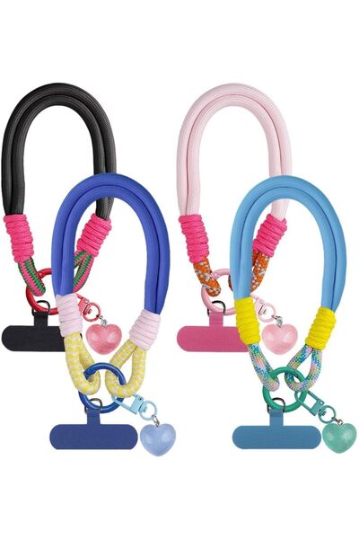 Generic Joyzzz Phone Wrist Strap, 4 PCS Braided Rope Lanyard with Heart Charm...