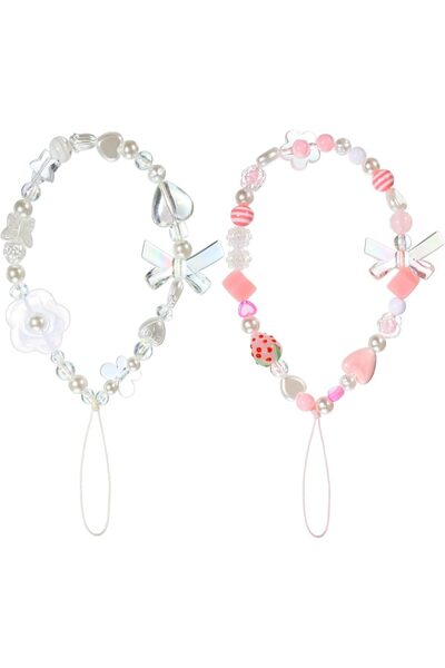 Generic Excefore Phone Lanyard Beaded Wrist Strap, Kawaii Rainbow Phone Chain...