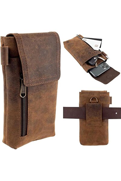 Generic جراب هاتف من الجلد الطبيعي، جراب حزام، 7.5 بوصة × 4.5 بوصة، حامل بطاق...