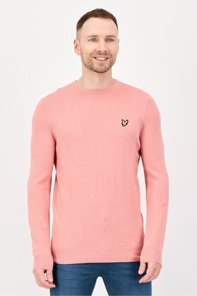 Lyle & Scott Men Crew Neck Embroidered Logo Sweater, Pink