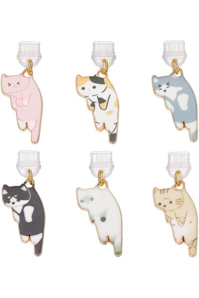 Generic عبوة من 6 سدادات غبار بتصميم قطة لطيفة لمنفذ USB-C، سدادات مضادة للغب...