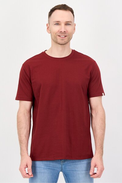 Fudo Men Crew Neck Short Sleeve Solid T-Shirt, Dark Red