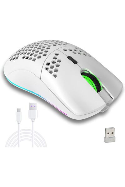 Generic ماوس ألعاب لاسلكي، هيكل خفيف الوزن بتصميم خلية النحل مع إضاءة خلفية، ...