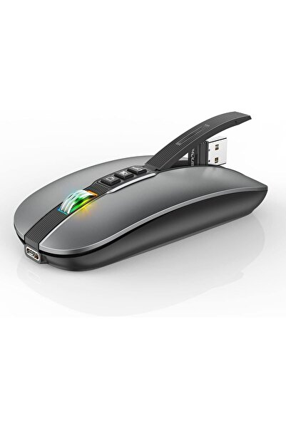 Generic ماوس بلوتوث نحيف وصامت مع إضاءة RGB - ماوس لاسلكي متعدد الأجهزة، 6 أز...