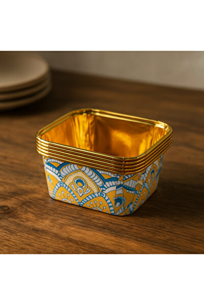 Generic Decorative Square Paper Mold with Golden Lining - 6 Pieces