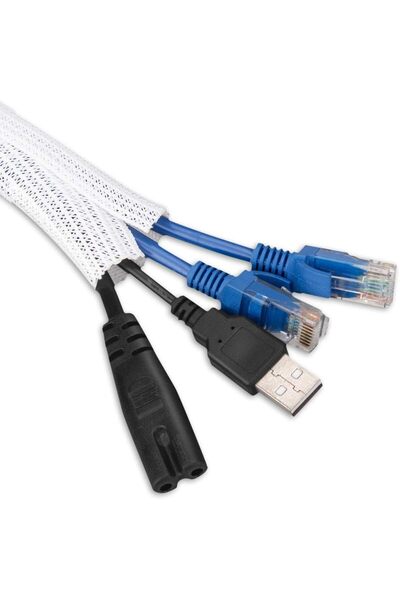 Generic AGPTEK Adjustable 6.5ft/2m Braided Cable Sleeve, Wire Management Slee...