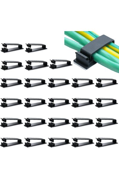 Generic 25packs Self Adhesive Cable Management Clips,40.5mm/1.59in Black Dura...