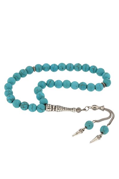 Inure Jewelry ​ سبحة من حجر الفيروز الطبيعي مع شراشيب معدنية