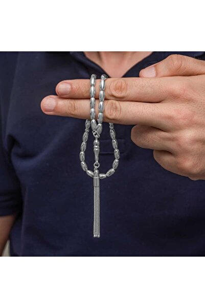 Inure Jewelry سبحة رجالية من الذرة الفضية