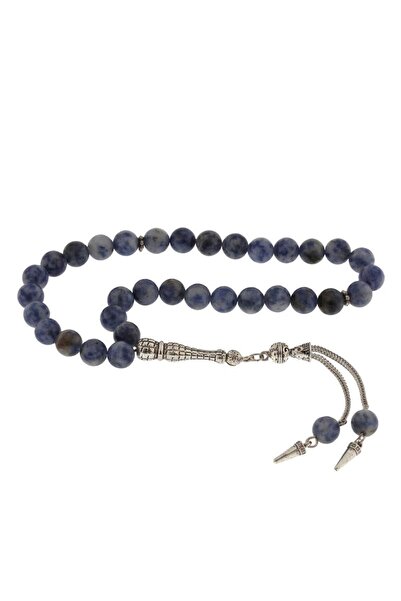 Inure Jewelry مسبحة صلاة من حجر الصوداليت المعدني من الحجر الطبيعي