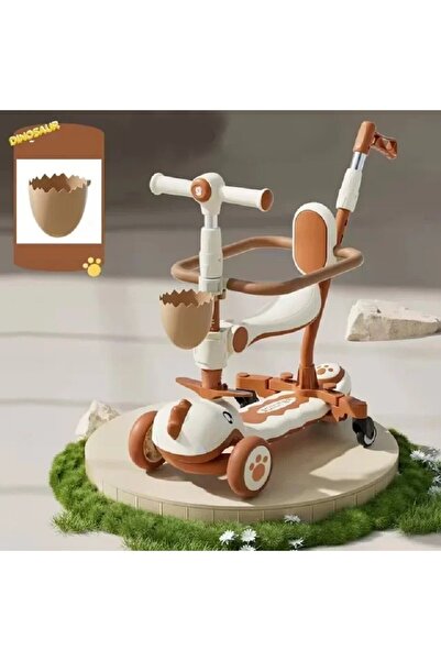 OEM Brown Dinosaur Scooter 6 in 1 Parental Handle Tricycle
