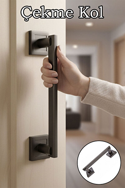 Badem10 Kare Rozetli Antrasit Çekme Kol Vidalı Minimal Tasarım Güçlü Metal Ya...