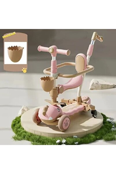 OEM Pink Dinosaur Scooter 6 in 1 Parental Handle Tricycle