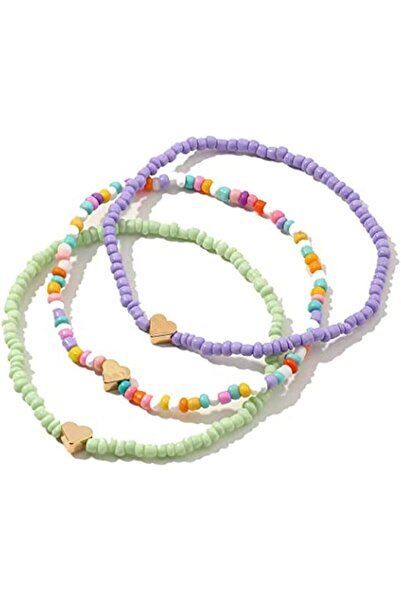 Generic خلخال نسائي بوهيمي مزين بالخرز، متعدد الطبقات، على شكل قلب، خلخال نسا...