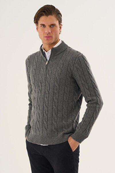 ALEXANDERGARDI Hair Knit Half Zipper High Collar Knitwear Sweater