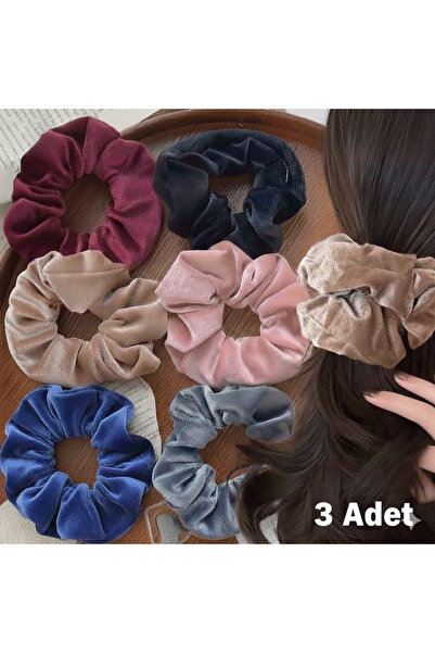 MutluBiDünya 3 Adet Kadife Scrunchie Simit Toka Kadife Simit Toka