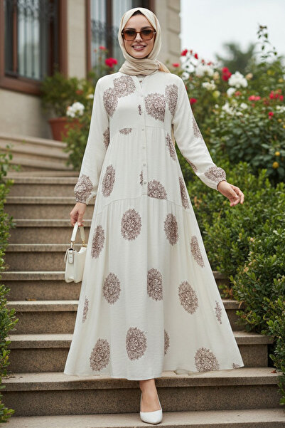 N.S NEVA STYLE فستان حجاب مزين بنقوش بتصميم جمل 24016C