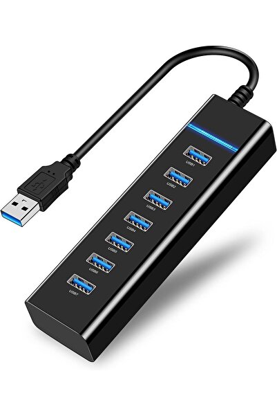 Generic موزع USB 3.0 من X spring بسبعة منافذ، أسود اللون، موزع نقل بيانات عال...